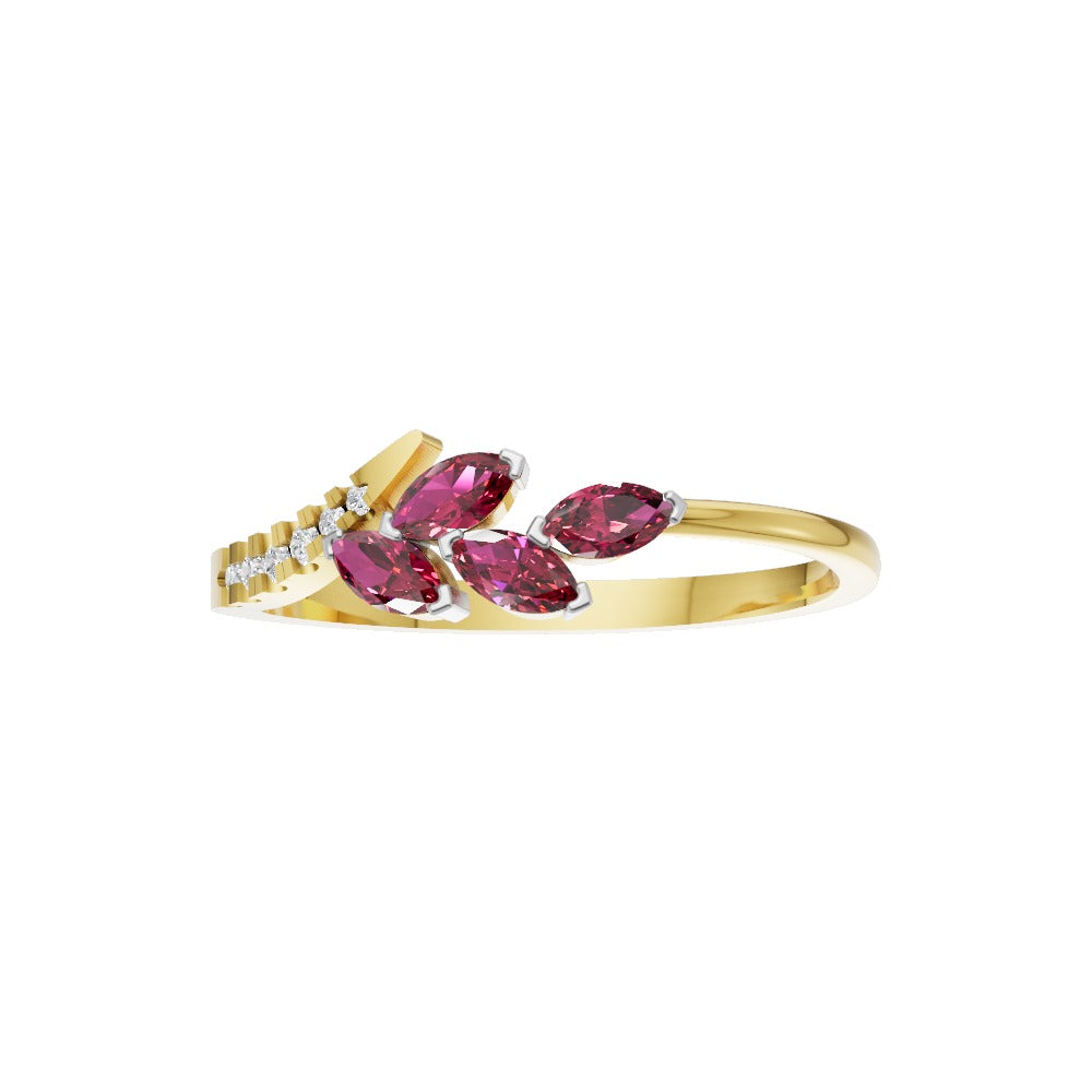 Crimson Bloom Ruby Diamond Ring