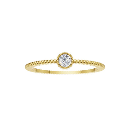 Celeste Beaded Solitaire Diamond Ring