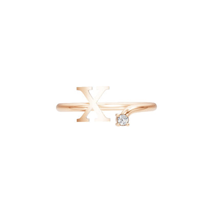 Diamond Initial X Open Ring