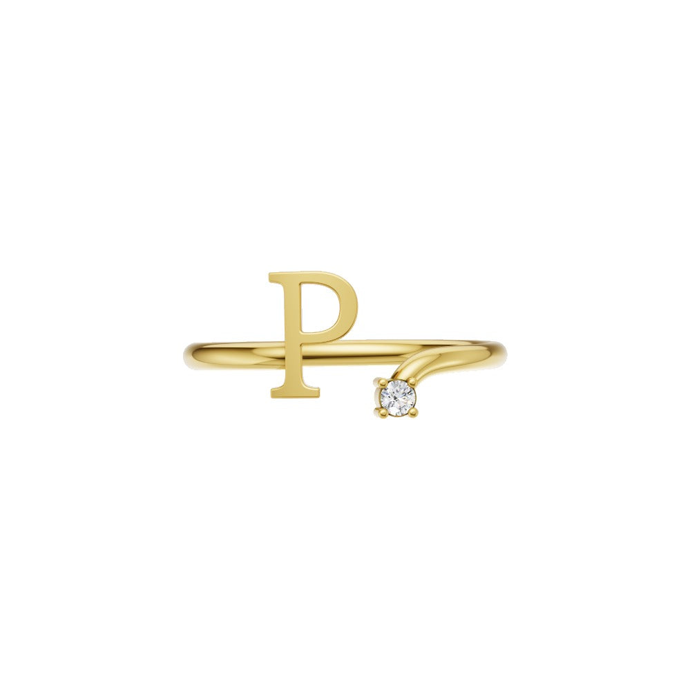 Personalized Initial Diamond Ring – P