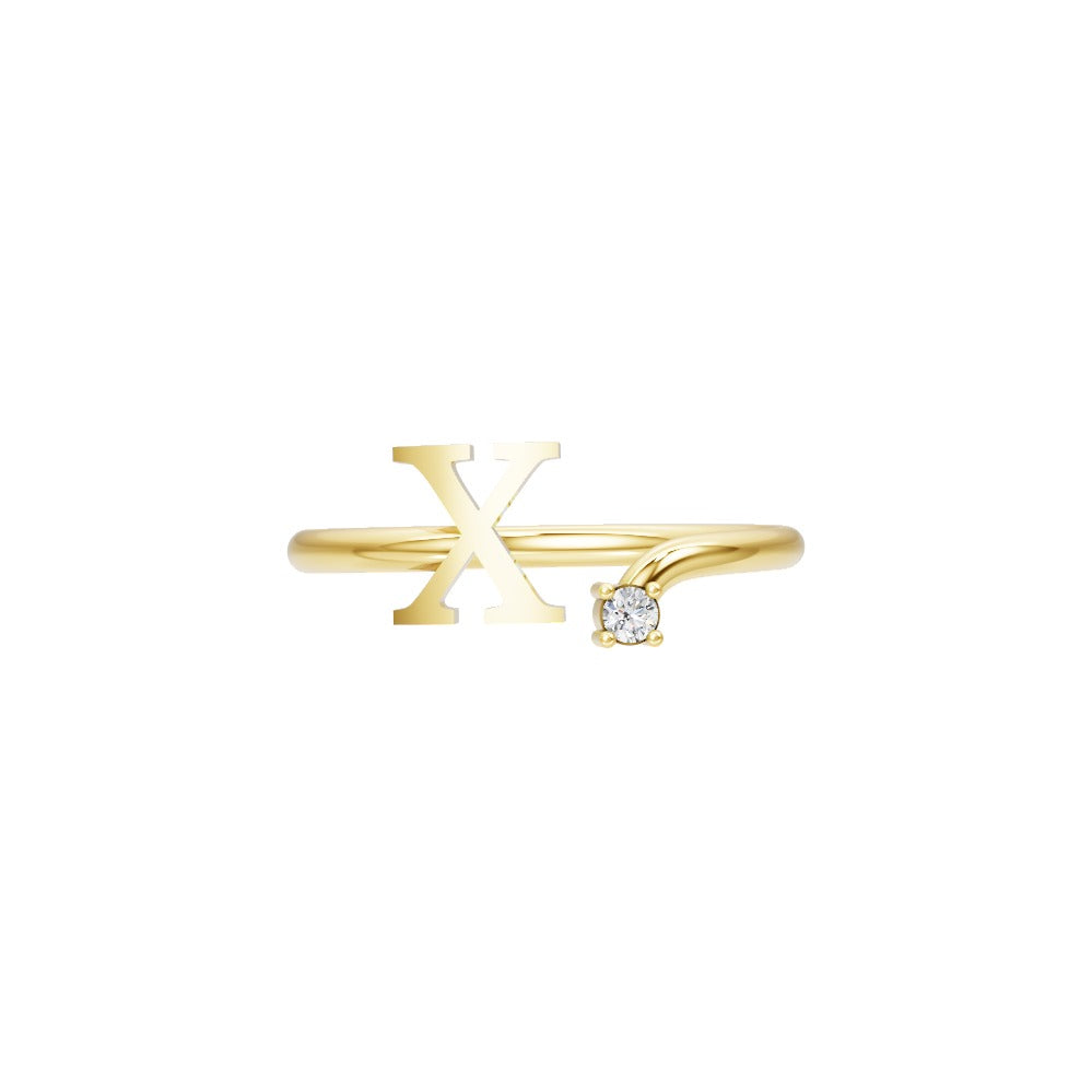 Diamond Initial X Open Ring