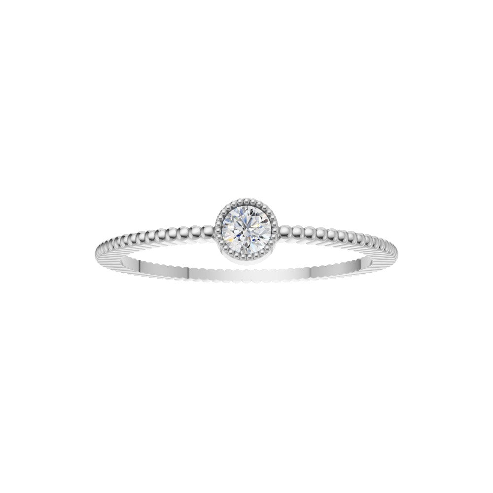 Celeste Beaded Solitaire Diamond Ring